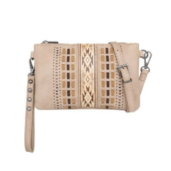 NWOT Montana West Leather Wristlet/Clutch/Crossbody Purse. Aztec Embossed. USA. - Picture 10 of 10